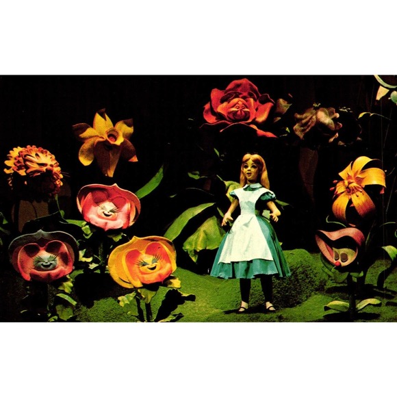Postcard singing flowers, Alice in wonderland, Walt Disney World Florida - Picture 1 of 2